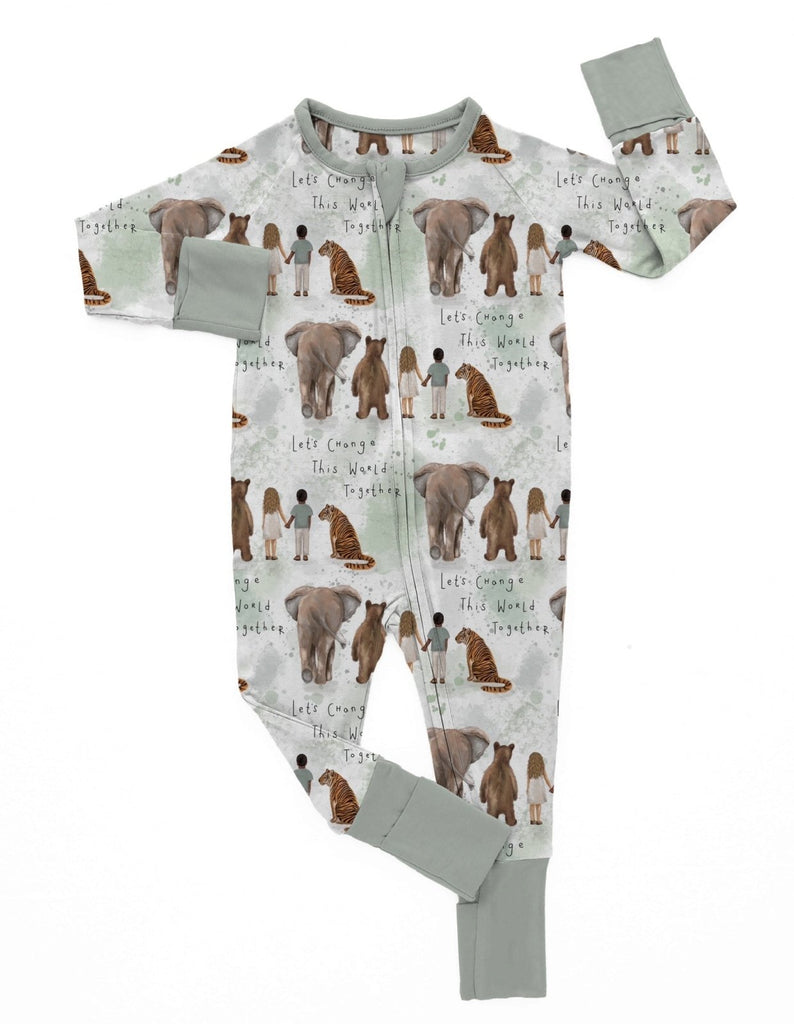 Let’s Change This World Together Zippy Sleepsuit - Charley's Wild World