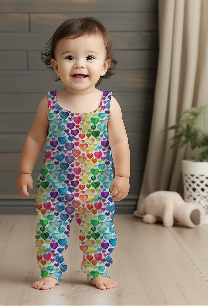 Rainbow Hearts Romper - Charley's Wild World