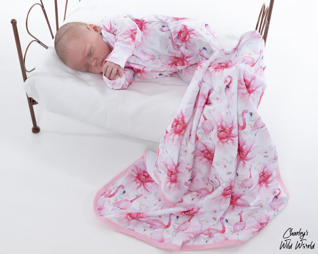 Fabulous Flamingo Sleepsuit & Blanket Gift Set - CharleysWildWorld