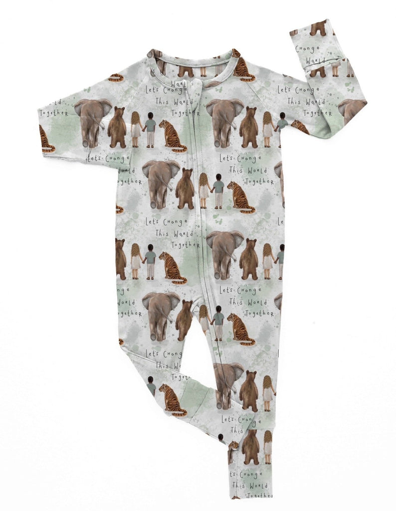 Let’s Change This World Together Zippy Sleepsuit - Charley's Wild World
