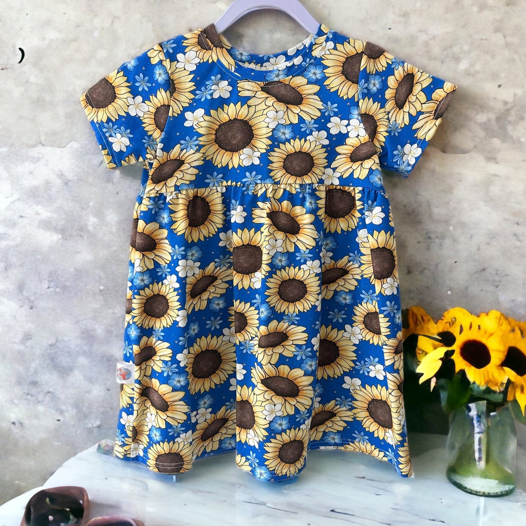 'Sunflowers' by Lavender Short Sleeved Dress - Charley's Wild World