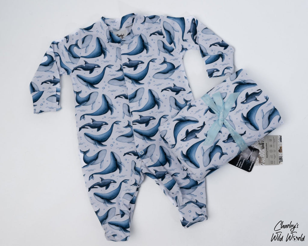 Wonderful Whales Sleepsuit & Blanket Gift Set - CharleysWildWorld